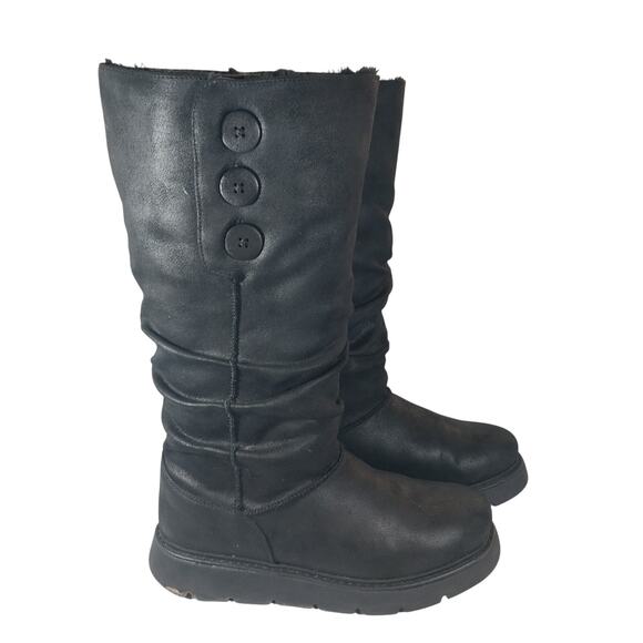 Skechers Shoes - SKECHERS! BLACK NUBUCK FINISH VEGAN SUEDE LEATHER OVERSIZED BOOTS! SZ 9M